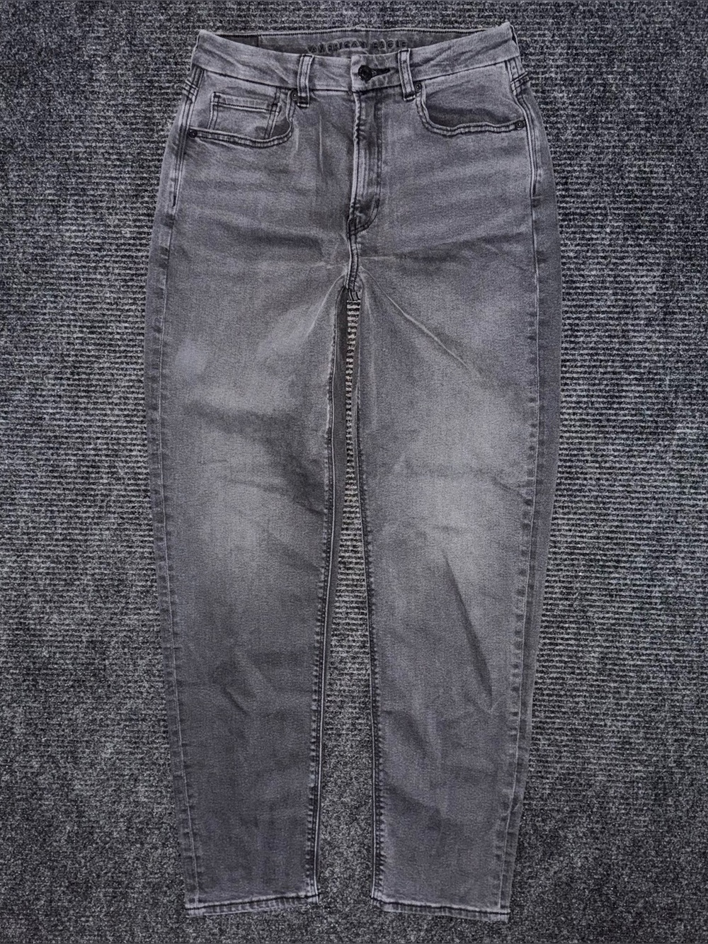 AE American Eagle Women's Gray Curvy Mom Jeans Stretch Sz 6 LONG Casual Tapered